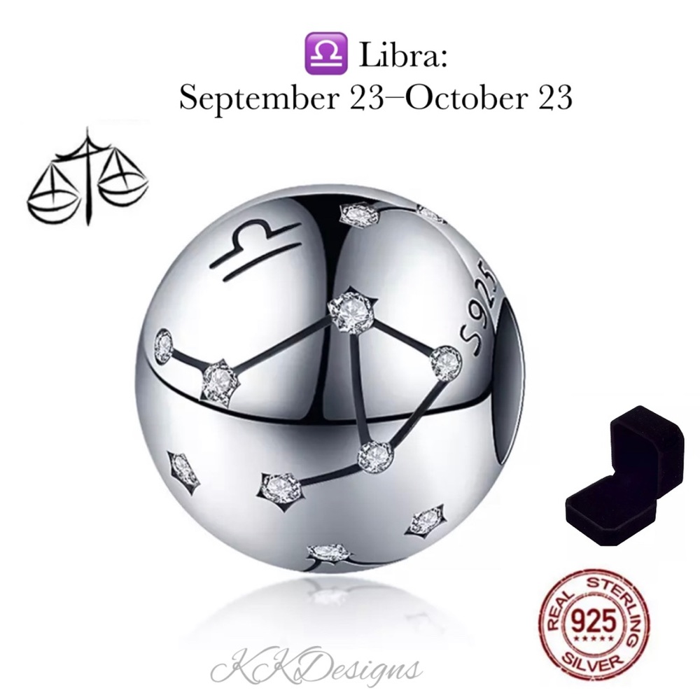 SOLD~LIBRA / Constellation Zodiac Sign / Charm -Pendant  / s925